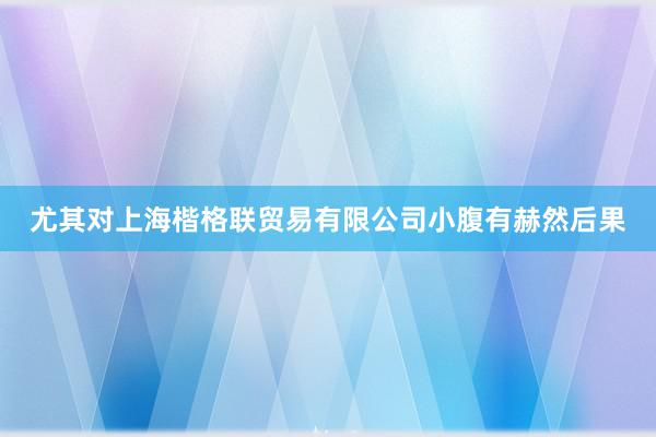 尤其对上海楷格联贸易有限公司小腹有赫然后果